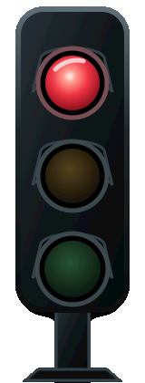 Traffic light cycling through red, green, and amber